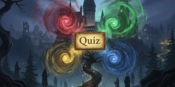 An image for a quiz that lets you find out which harry potter house you belong to.