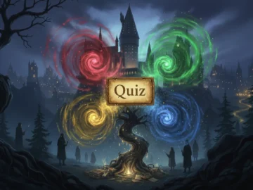 An image for a quiz that lets you find out which harry potter house you belong to.