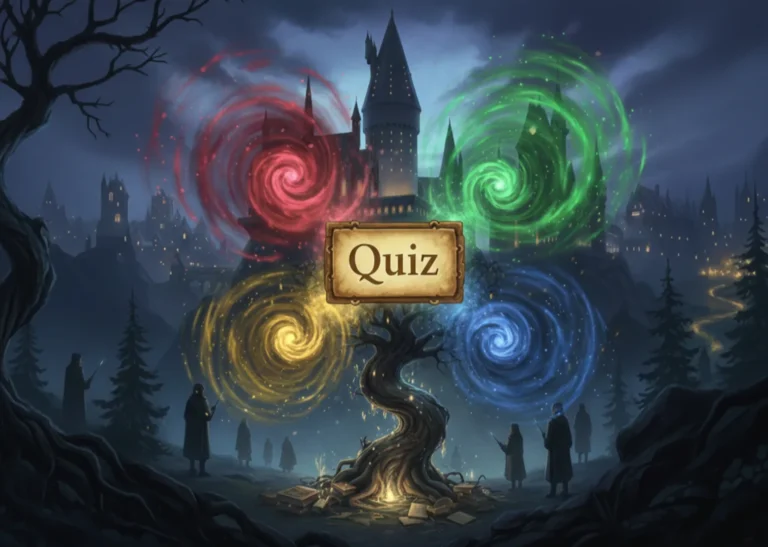 An image for a quiz that lets you find out which harry potter house you belong to.
